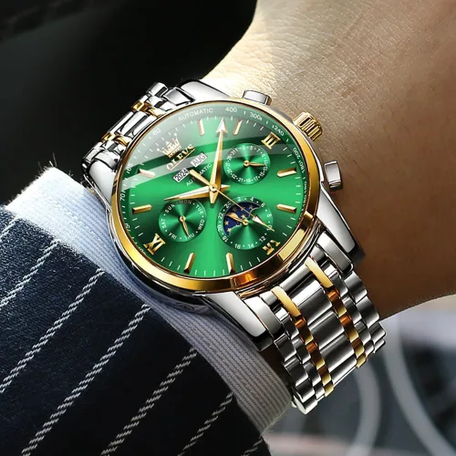 Miniatura 13 de OLEVS Relojes automáticos para hombre, esqueleto mecánico, de lujo, a la moda, reloj de pulsera luminoso impermeable