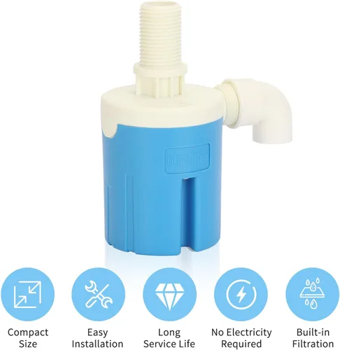 Miniatura 3 de Válvula de flotador de entrada lateral de 1/2 pulgada, válvula automática de control de nivel de agua - plástico, fácil de instalar, para tanque