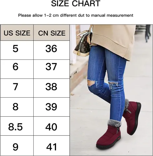Miniatura 6 de TEMOFON Botas de nieve para mujer, botas de invierno cálidas, impermeables, con forro de piel para exteriores para mujer