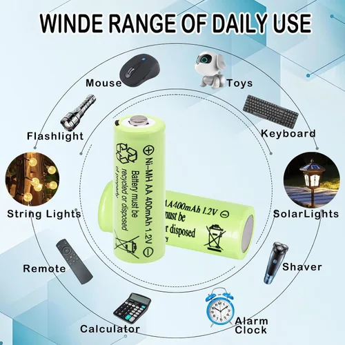 Miniatura 4 de Doble A 1.2 voltios 400 mAh NiMH recargables AA pre-cargadas baterías solares para luces decorativas al aire libre, luz de asta de bandera, mouse