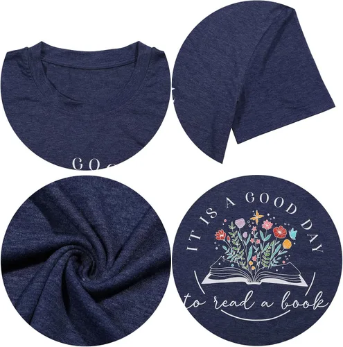 Miniatura 4 de Camiseta de manga corta para mujer, con gráficos, para profesores, amantes de los libros, camiseta casual de manga corta