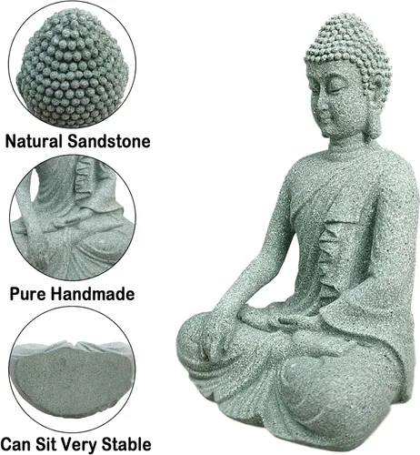 Miniatura 5 de livelyfish Estatua de Buda para acuario, decoración asiática japonesa de pecera, figuras Zen Buda, escultura de Buda de piedra, adornos