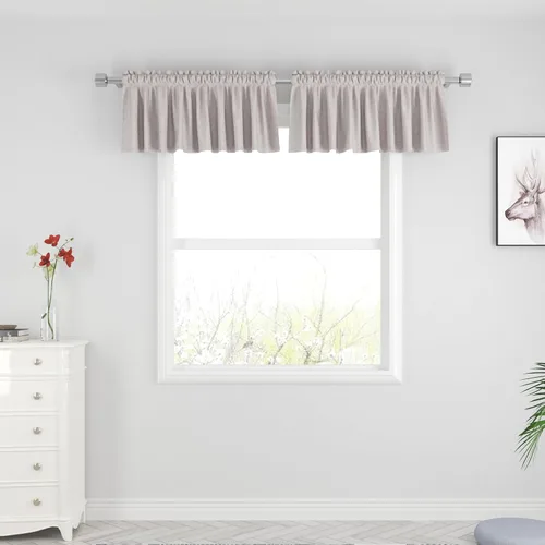 UPOPO Cortinas de Niveles Beige Sobre Fregadero con Textura de Lino para Ventana de Cocina de 16 Pulgadas de Largo Caravana Privacidad Pequeñas