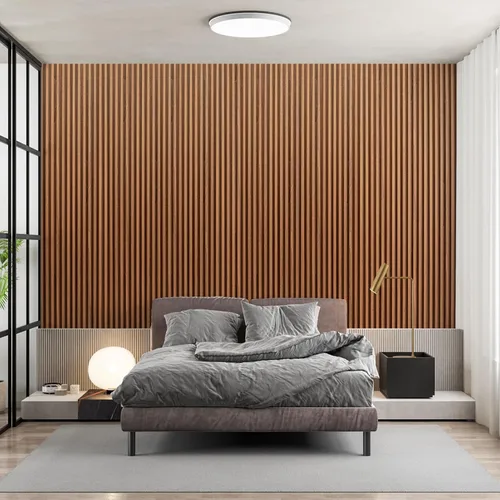 Miniatura 7 de Art3dwallpanels Paneles de pared de listones de madera, paneles de pared 3D insonorizados WPC de 104 x 6.7 pulgadas para decoración de pared Roble