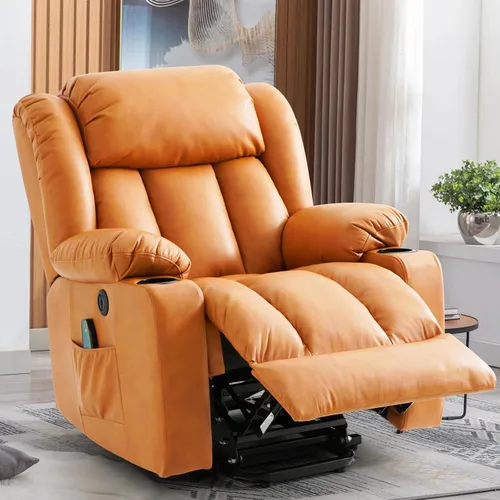 Miniatura 12 de Silla reclinable eléctrica para personas mayores, sillas reclinables eléctricas para adultos con masaje y calor, portavasos, control remoto, puertos