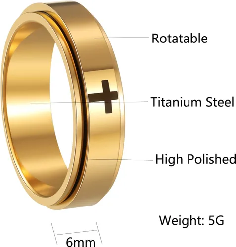 Miniatura 37 de Anillos giratorios para la ansiedad para hombre, anillos clásicos de cadena para mujeres y adultos, anillo de acero de titanio