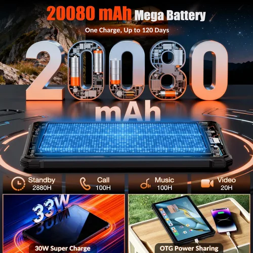 Miniatura 4 de WT1 Pro 2026 5G Tablet resistente Android 15, 2K 11" 120Hz 33W 20080mAh tableta impermeable, 32GB+256GB/2TB Tabletas al aire libre, 64MP+16MP+20MP
