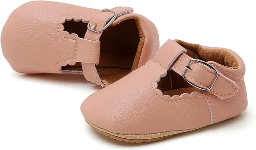 Miniatura 5 de Zapatos planos Mary Jane para bebés y niñas, con suela suave antideslizante, zapatos con estampado de vestido de princesa recién nacida