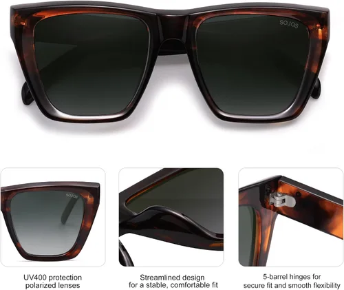 Miniatura 36 de SOJOS Fashion Oversized Square Cat Eye Polarized Sunglasses for Women Trendy Cateye Style Womens Sunglasses SJ2179