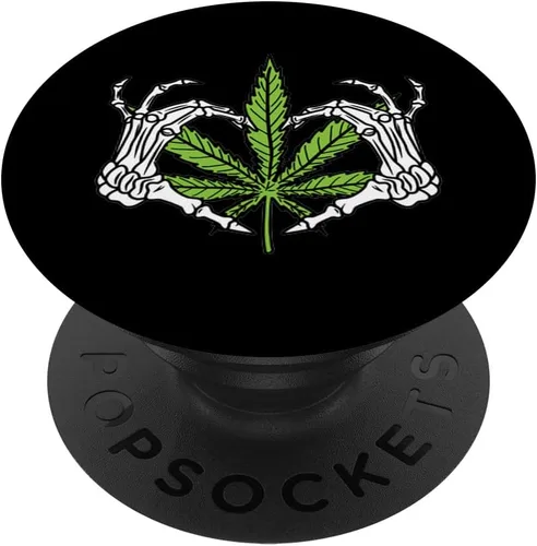 Esqueleto de mano corazón perezoso DIY Halloween disfraz Weed Stoner PopSockets intercambiables PopGrip