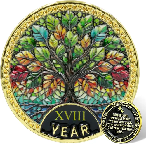 Miniatura 15 de Árbol de la resiliencia Conmemorativa Recuperación de Monedas Adicción a la Recuperación de Monedas NA AA Fichas y Medallones Moneda de desafío