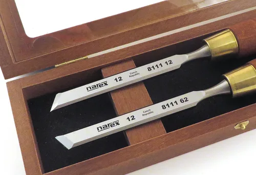 Miniatura 2 de Narex 851662 - Par de cinceles de pelado sesgado derecho e izquierdo 0.472 in 1/2" en caja de presentación de madera