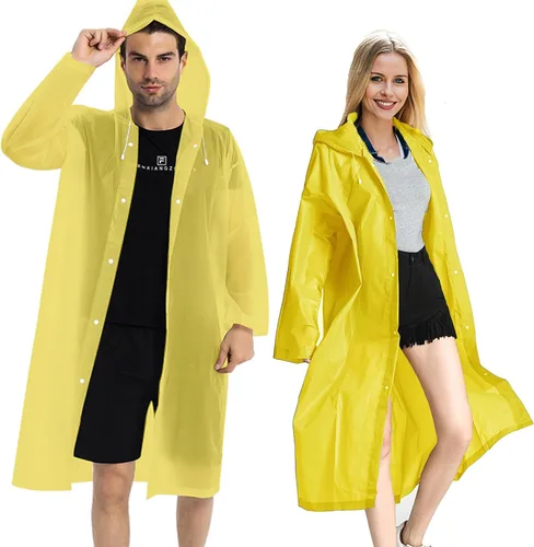Miniatura 7 de Abrigos de lluvia (paquete de 2) – Ponchos de lluvia reutilizables de EVA para adultos, chaquetas impermeables para hombres y mujeres