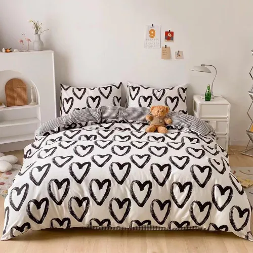 Miniatura 32 de CLOTHKNOW Juego de edredón a rayas tamaño King de 3 piezas, juego de edredón negro y blanco, edredón suave de estilo granja con 2 fundas de almohada