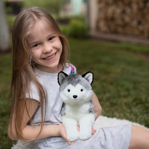 Miniatura 6 de Ice King Bear Peluche realista de Husky siberiano, juguete de peluche, 14 pulgadas de largo, de pie