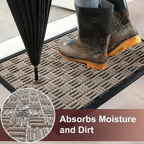 Miniatura 3 de Mibao Tapete para puerta delantera, resistente y duradero, tapete de bienvenida para interiores y exteriores, atrapador de suciedad, impermeable
