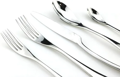 Miniatura 2 de JASHII Juego de cubiertos de acero inoxidable 18/10 de 20 piezas de plata pulida con espejo, cuchillo de cena, tenedor de ensalada, cuchara