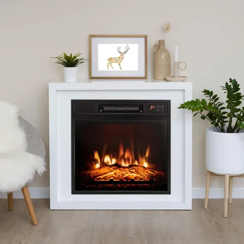 Miniatura 2 de Insertos de chimenea eléctrica de 18 pulgadas, calentador de chimenea empotrado de 1400 W con control remoto, temperatura ajustable y efectos