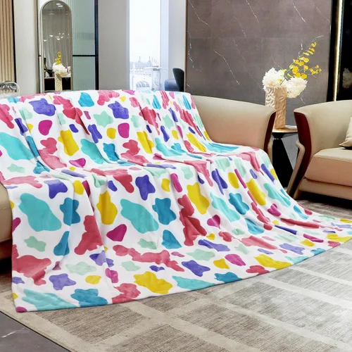 Miniatura 31 de HSEEC Manta de felpa azul con estampado de vaca, manta pequeña de franela de forro polar suave para sofá, 40 x 50 pulgadas