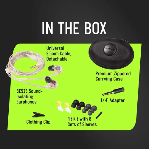 Miniatura 4 de Shure SE535-CL Auriculares Profesionales con Aislamiento de Sonido, Sonido de Alta Definición + Graves Naturales, Tres Drivers, Ajuste Intrauditivo