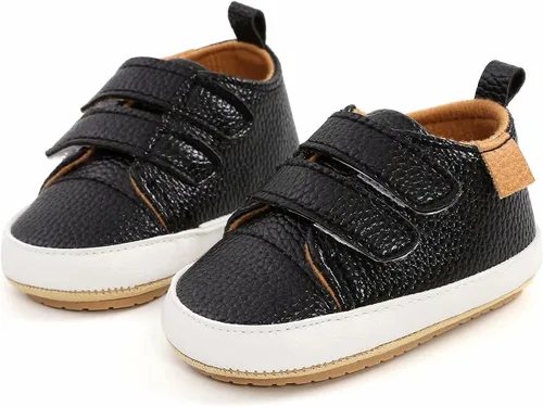 Miniatura 5 de Zapatos para bebés niños y niñas, tenis de piel sintética para recién nacidos, suela de goma antideslizante, unisex, para niños pequeños