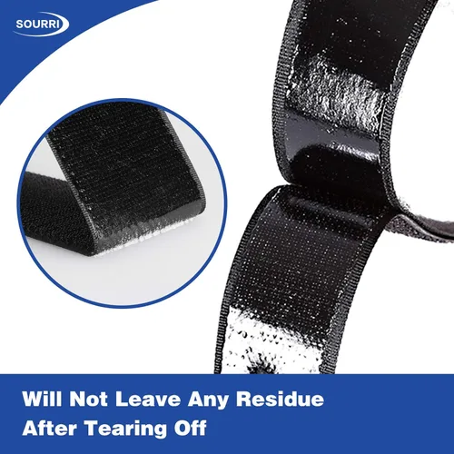 Miniatura 5 de Rollo de cinta adhesiva de gancho y bucle de 1 pulgada x 26 pies, cierre adhesivo de respaldo, tiras adhesivas de nylon resistentes para Negro