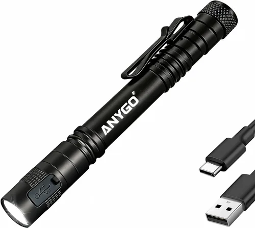 Linterna recargable para bolígrafo, linterna de bolsillo USB-C de 300 lúmenes con clip | Mini linterna de 2 modos para inspección, trabajo,