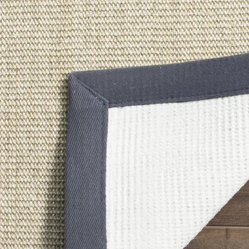 Miniatura 25 de Alfombra de sisal Safavieh, de color maíz y negro, tejida a mano, de la colección de fibras naturales; 5 x 8 pulgadas, NF441A, Tela, Gris / Gris