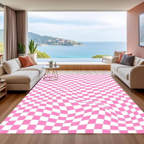 Miniatura 17 de Alfombra ondulada azul única con diseño de cuadros para sala de estar, extra grande, lavable a máquina, alfombra de pasillo de cocina, alfombra