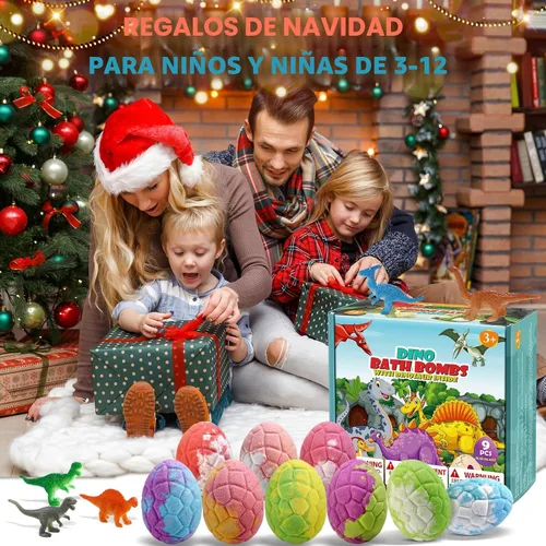 Miniatura 7 de Qivatex Bombas de baño para niños con juguetes de dinosaurios en el interior, paquete de 9 bombas de baño de dinosaurios orgánicos naturales
