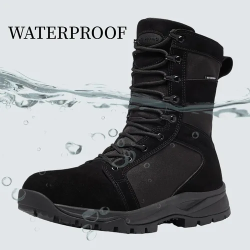 Miniatura 3 de Botas tácticas militares para hombre, ligeras, transpirables, botas de combate para senderismo, impermeables, de gamuza, botas de trabajo