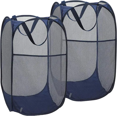 Miniatura 8 de Cesta de malla para lavandería, cesta de lavandería plegable, para dormitorio, dormitorio, apartamento, azul rey Azul real