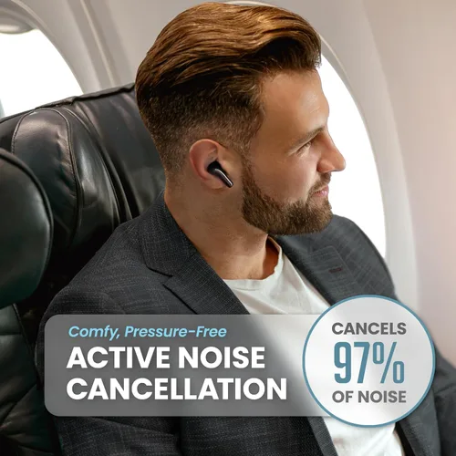 Miniatura 2 de FirstClass - Auriculares inalámbricos con cancelación de ruido, Bluetooth 5.4, auriculares inalámbricos Bluetooth con cancelación de ruido, Negro