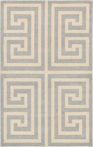 Miniatura 10 de Unique Loom Athens Collection - Alfombra clásica geométrica moderna con diseño de bordes, 3 pies 3 pulgadas x 5 pies 3 pulgadas, negro/beige