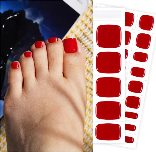 Miniatura 9 de DANNI & TONI Tiras de gel semicuradas para uñas de los pies, color burdeos (Garnet Gaze) Ojo de Gato, Calcomanías de uñas de gel Pedi Wraps 37