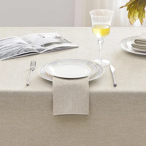 Miniatura 7 de Softalker Mantel pequeño rectangular con textura de lino de 52 x 70 pulgadas, para exteriores, resistente a las manchas y a las arrugas, decorativo