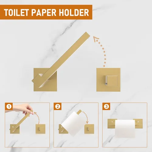 Miniatura 6 de Soporte de pared para papel higiénico, soporte para toallas de papel dorado cepillado, doble base, soporte grande de acero inoxidable para rollo