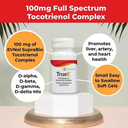 Miniatura 3 de NatureCity True-E - Suplemento de vitamina E de tocotrienoles de espectro completo y alfa tocoferol natural Tocotrienoles sostenibles de Evnol