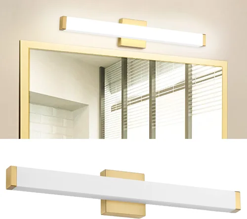 Miniatura 13 de Lámpara de tocador de baño de níquel cepillado, cuadrada, LED, 60 cm (24 pulgadas), 14 W, luz blanca natural, 4000 K, barra de luz para espejo