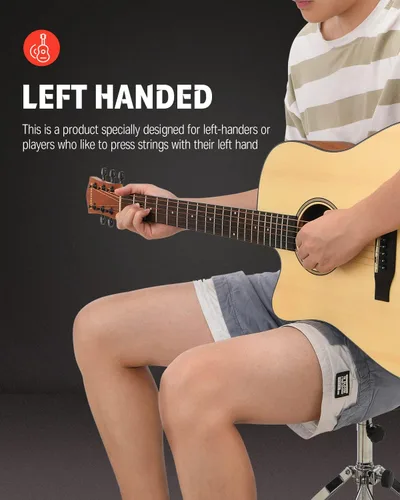 Miniatura 2 de Donner DAG-1CL - Kit de guitarra acústica para zurdos para principiantes y adultos, tamaño completo, juego de guitarra acustica zurdos con correa