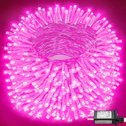 Miniatura 47 de Tira de 200 luces LED de 66 pies para exteriores, luces de Navidad conectables para interiores, cable transparente, impermeable, 8 modos de luces