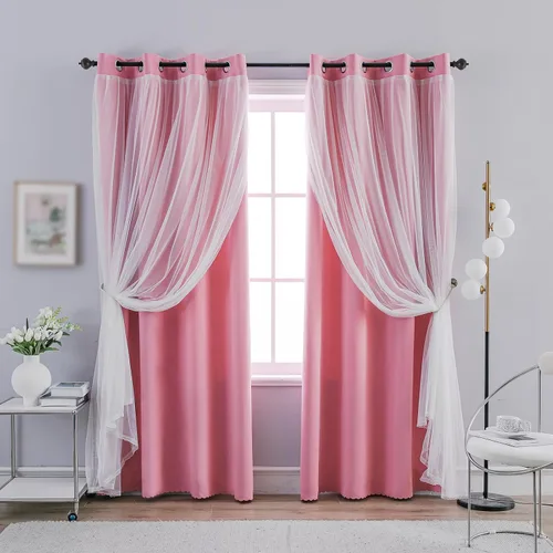 Miniatura 12 de Anytime Cortinas opacas y transparentes para ventana, par de paneles de cortinas lisas con ojales en la parte superior, 35 pulgadas de ancho x 63