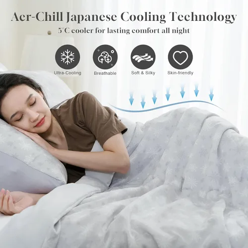 Miniatura 2 de OIGAE Edredón refrescante, manta refrescante japonesa Q-Max 0.45 de doble cara para personas que duermen con calor y sudores nocturnos, edredones