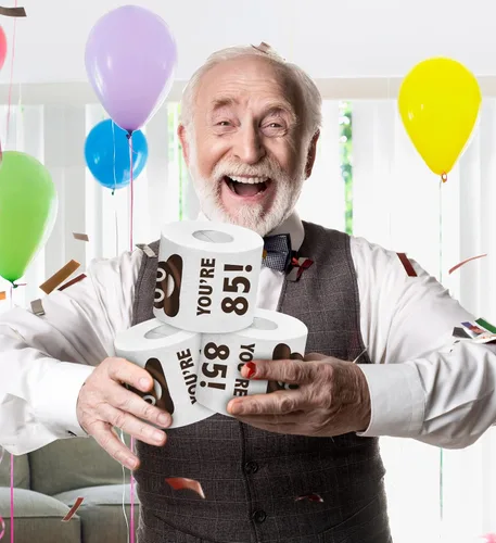 Miniatura 7 de Papel higiénico impreso TP Holy Poop You're 85 - Papel higiénico impreso con texto en inglés «Happy 85th Birthday» para la mejor broma, sorpresa