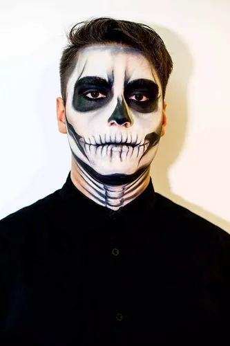 Miniatura 2 de CCbeauty Maquillaje de esqueleto de Halloween de 7.4 onzas, pintura facial en blanco y negro, kit de pintura facial profesional de gran capacidad
