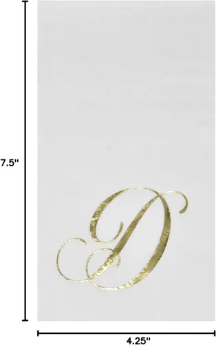 Miniatura 7 de Gift Boutique 100 Servilletas Doradas con Monograma para Invitados Letra D Paquete de Papel Desechable Elegante Lámina Metálica Dorada Servilletas