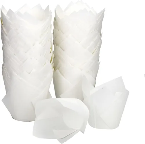 Miniatura 10 de 200 moldes para cupcakes tipo tulipán, moldes estándar de papel antiadherente para hornear, porta-moldes para muffins, perfectos para despedidas