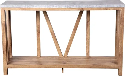 Miniatura 8 de Flash Furniture Charlotte Farmhouse - Mesa consola de 2 niveles, marco de madera de ingeniería con acabado de roble cálido, mesa con acabado