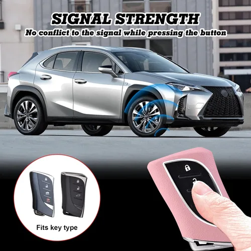 Miniatura 3 de x xotic tech Funda de piel granulada de TPU rosa para llavero, compatible con Lexus ES350 ES300h LC500 LC500h LS500 LS500 LS500h UX250h GX460 UX200