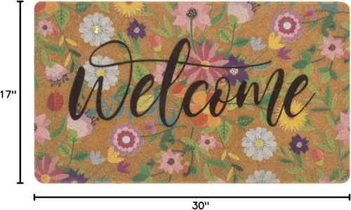 Miniatura 3 de Felpudos de Bienvenida de Primavera Florales de Fibra de Coco - 30"x17" Antideslizantes Grandes para Interiores Coloridos Felpudo de Bienvenida